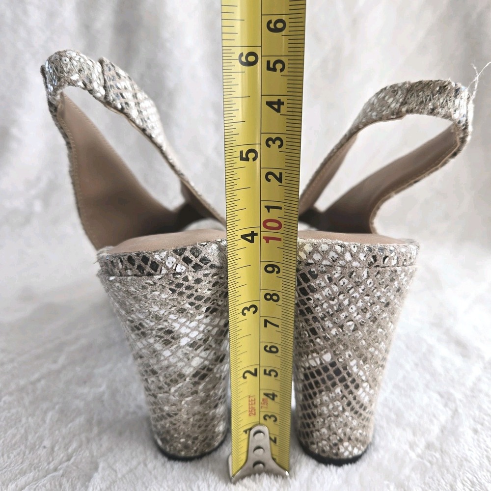 Sugar Tart Snakeskin Slingback Heels Sz 9 Block‎ Heel Open Square Toe Shoes - Picture 7 of 11